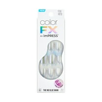 KISS imPRESS Color FX  Short Oval Press-on Nails, Silver, 30 Pieces