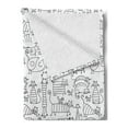 thumbnail image 2 of Pet Soft Flannel Fleece Throw Blanket, Kids Kitten Cat Hand Drawn Animal Love Baby Caricature Playroom Nursery Design, Cozy Plush for Indoor and Outdoor Use, 50" x 70", Black White, by Ambesonne, 2 of 5
