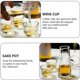 thumbnail image 2 of Juego de 4 jarras de sake japonesas shaofei transparentes una jarra y tres vasos de vidrio Para licor color blanco, 2 of 5