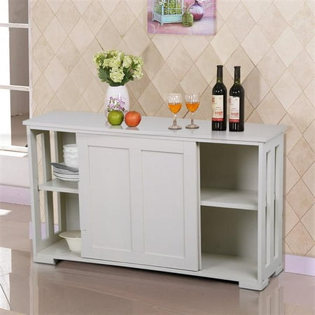 Yaheetech Kitchen Dining Room Storage Antique White Sliding Door Buffet Sideboard Stackable Cabinets