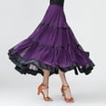 thumbnail image 4 of Womens Maxi Skirts Color Block Layered Flared Spanish Traditional Festival Dance Skirt Purple L, 4 of 6