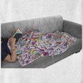 thumbnail image 6 of 70s Party Soft Flannel Fleece Throw Blanket, Music Clef Groovy Psychedelic Doodles Hand Drawn Hippie Signs Artwork, Cozy Plush for Indoor and Outdoor Use, 50" x 70", Multicolor, by Ambesonne, 6 of 6