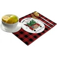 thumbnail image 2 of Christmas Placemat for Dinning,Red Black Buffalo Plaid Check Table Placemat Set of 6-Cotton Linen Waterproof Cloth Table Mat-Truck Xmas Tree Place Mat,Washable Easy Clean Fabric,Holiday Dinner Decor, 2 of 5