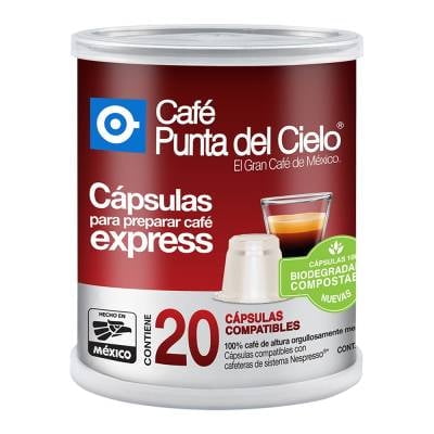 Cápsulas de café Punta del Cielo express 20 pzas