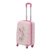 Disney Minnie Mouse 21 Inch Kids Rolling Luggage, Hardshell Carry On Suitcase with Wheels, Pink - Floral