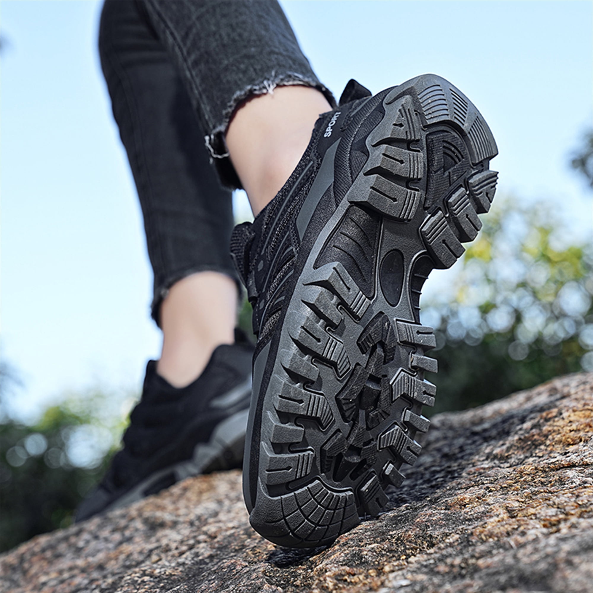 LASUDRAA Unisex Non-Slip Breathable Hiking Shoes for Men Women, Outdoor Trekking Trail Sneakers for Camping Walking
