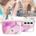 thumbnail image 5 of Slim Wallet Design for Samsung Galaxy S23 Case with Card Holder, Marble Pattern Back Flip Case PU Leather Kickstand Card Slots Magnetic Clasp Shockproof Anti-fall for S23, Darkpurple, 5 of 5