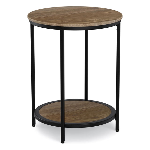 Simpli Home Jenna Table d'Appoint Rond Industriel en Métal de 18 Pouces en Gris Chaud