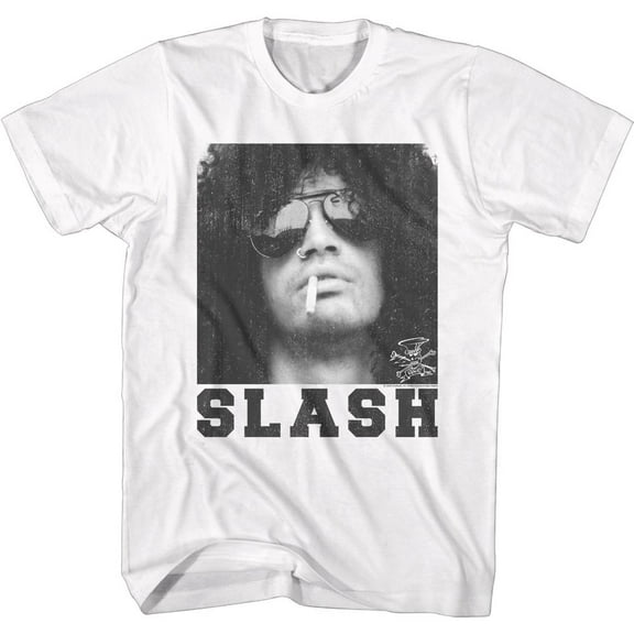 Slash Guns N Roses Smoking Slash White Adult T-Shirt