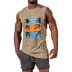 thumbnail image 1 of Camiseta sin mangas de cuello redondo para hombre, informal, a la moda, con estampado, deportiva, de poliéster, 1 of 5