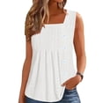 thumbnail image 1 of Camiseta sin mangas Disamer 2025 para mujer con botones florales plisados, color blanco, 1 of 6