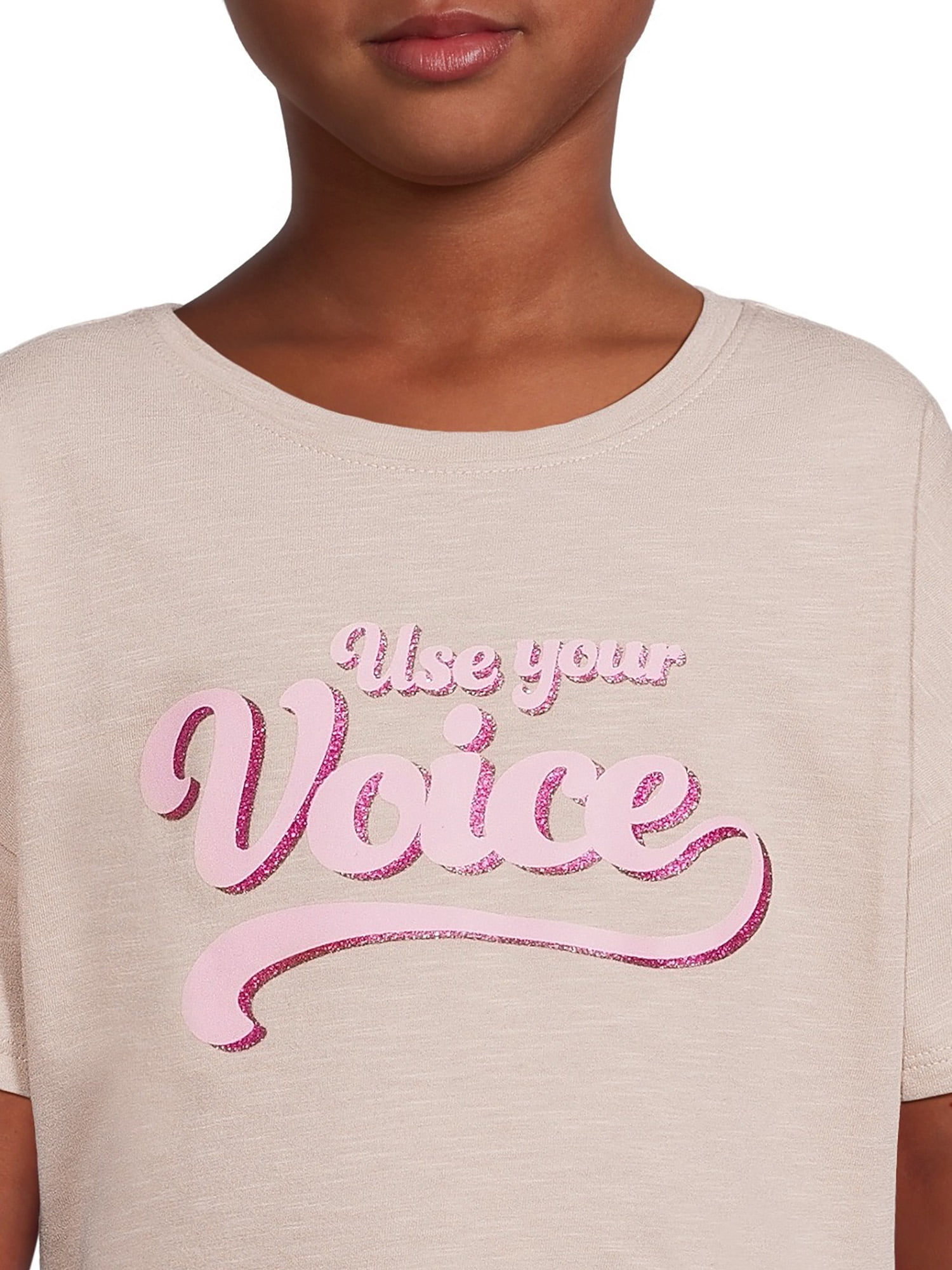 Athletic Works Girls Active Cropped Graphic Tee 2-Pack, Sizes 4-18 & Plus