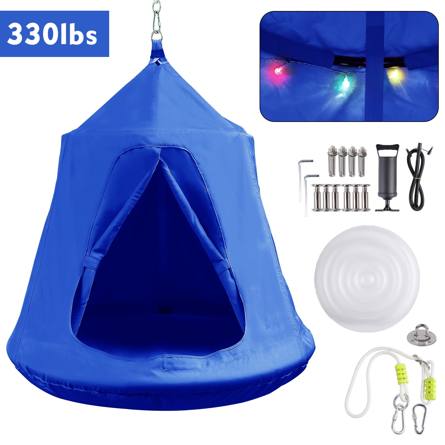 HangOut HugglePod Hanging Tree Tent with LED Lights 45dx54 H Blue Details about   VEVOR Go 