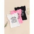 thumbnail image 4 of Aojekbee Kids Girls Cute T-Shirts Letter Print Ruffles Round Neck Tops Casual Pullovers for Toddler Summer Clothes, 4 of 10