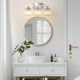 thumbnail image 4 of Deyidn 16.9" Modern Chrome Vanity Light, 3-Light Dimmable Bathroom Light Fixture with Square Crystal Shades, for Mirror Lighting, Bathroom Wall Sconce, 4 of 9