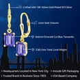 thumbnail image 2 of Gem Stone King 18K Yellow Gold Plated Silver Blue Tanzanite Dangle Earrings for Women (3.80 Cttw, Gemstone December Birthstone, Emerald Cut 8X6MM), 2 of 6