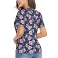 thumbnail image 3 of Vsdgher Flowers Women Shirts V Neck Short Sleeve Tops T-Shirt Basic Tees, S to 3XL3X-Large, 3 of 5