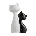 thumbnail image 1 of Figuras de gato en pareja, adorno de escritorio, estatua de cerámica coleccionable realista, animal S Negro L Blanco, 1 of 9