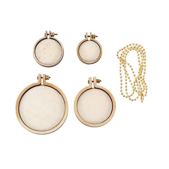 Greenadscape 5Pcs Sewing Circle Frame Assorted Color 2.36Inch Size Wood Material For Crafting And Decoration Projects