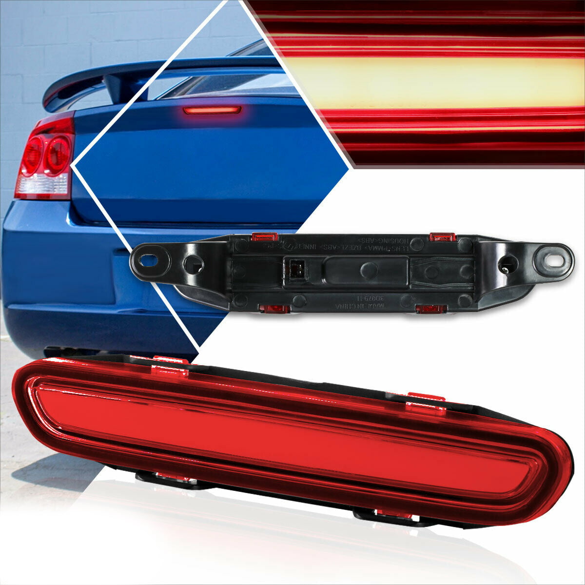 For 06-10 Charger Sedan 3D LED Bar 3RD Tail Brake Light Rear Stop