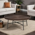 thumbnail image 5 of Abble 30” Wicker Indoor Outdoor Coffee Table with Metal Legs Round Patio  Side Table for Living Room, Patio, Garden, Backyard, Porch, Dark Brown, 5 of 12