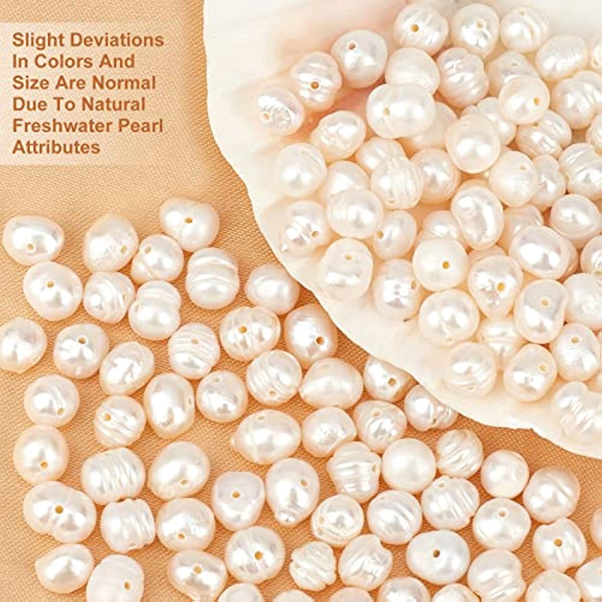 2Strands Freshwater Pearl Creamy White Natural Genuine Cultured Nearly Round Pearl Beads 5-6mm for DIY Crafts Jewelry Making