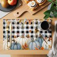 thumbnail image 2 of Blue White Pumpkins Fall Placemats Set of 6, Thanksgiving Maple Leaf Plaid Washable Wipeable Table Mats for Dining Tables, Indoor Outdoor Kitchen Place Mats for Holiday Party Table Decor, 2 of 9