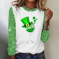 thumbnail image 3 of Charella Long Sleeve Shirts for Women St Patricks Day Shirt Crewneck T-shirts 2024 Trendy Bling Bling Tops,Green,S, 3 of 4