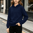 thumbnail image 4 of ABSUYY Boys Girls Active Pullover Hoodie, Kids Dark Blue Long Sleeve Sweatshirt, Size 7-8Y, 4 of 9