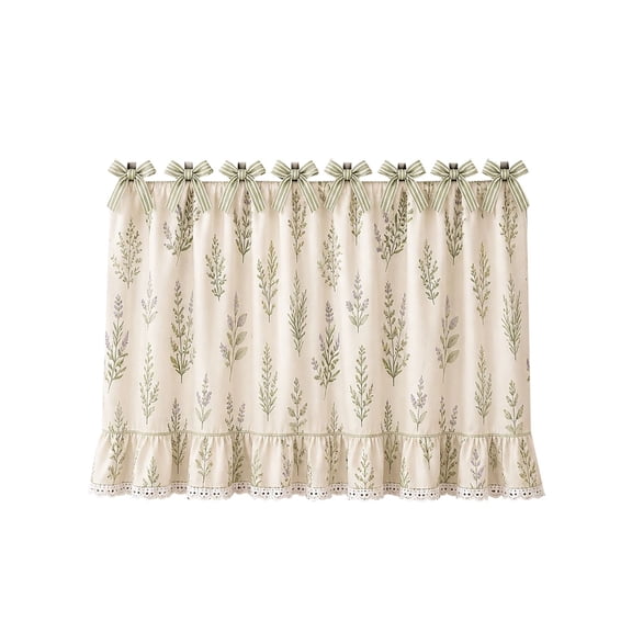 JWZZYD Farmhouse Stove Skirt Oven Curtain for Kitchen Decor, Reusable Washable Oven Front Cover with Lace Ruffle Trim with Ribbon Ties, Oven Curtain Cover for Cottage Kitchen(Leave-1)