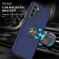 thumbnail image 4 of Cellular Phone Case for Samsung Galaxy S21 Plus/S21+, Navy,  Grade Shockproof, Built-in Ring Holder Kickstand, Car Mount  Heavy Duty Protective Case, 4 of 15