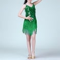 thumbnail image 4 of XQYLOS Girls Latin Dance Dress Set, Sequined Fringe Tassel Skirt & Sleeveless Top, Shiny Stage Performance Outfit for Recital Competition Party, 4 of 6