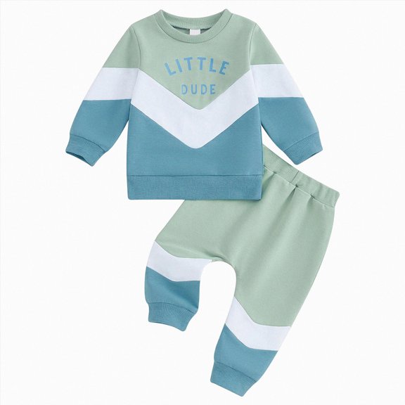 TOWED22 Infant Baby Boy Fall Clothes Set Funny Letter Sweatshirt Pant Outfit Toddler Winter Clothes 6 12 18 Months 2T 3T 4T 5T 6T Size:2-3 Y,Color:Green