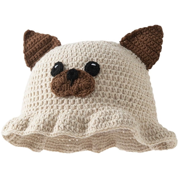 Jiibva Cute Crochet Bucket Hat for Women Knitted Fisherman Hat Autumn Winter Trendy Handmade Bucket Cap for Travel Fishing
