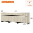 thumbnail image 4 of WAMPAT Modern TV Stand for TVs up to 100 inch, 3 in 1 Entertainment Center TV Console with Adjustable Shelves and Metal Base for Living Room,Bedroom,Light Oak, 4 of 6