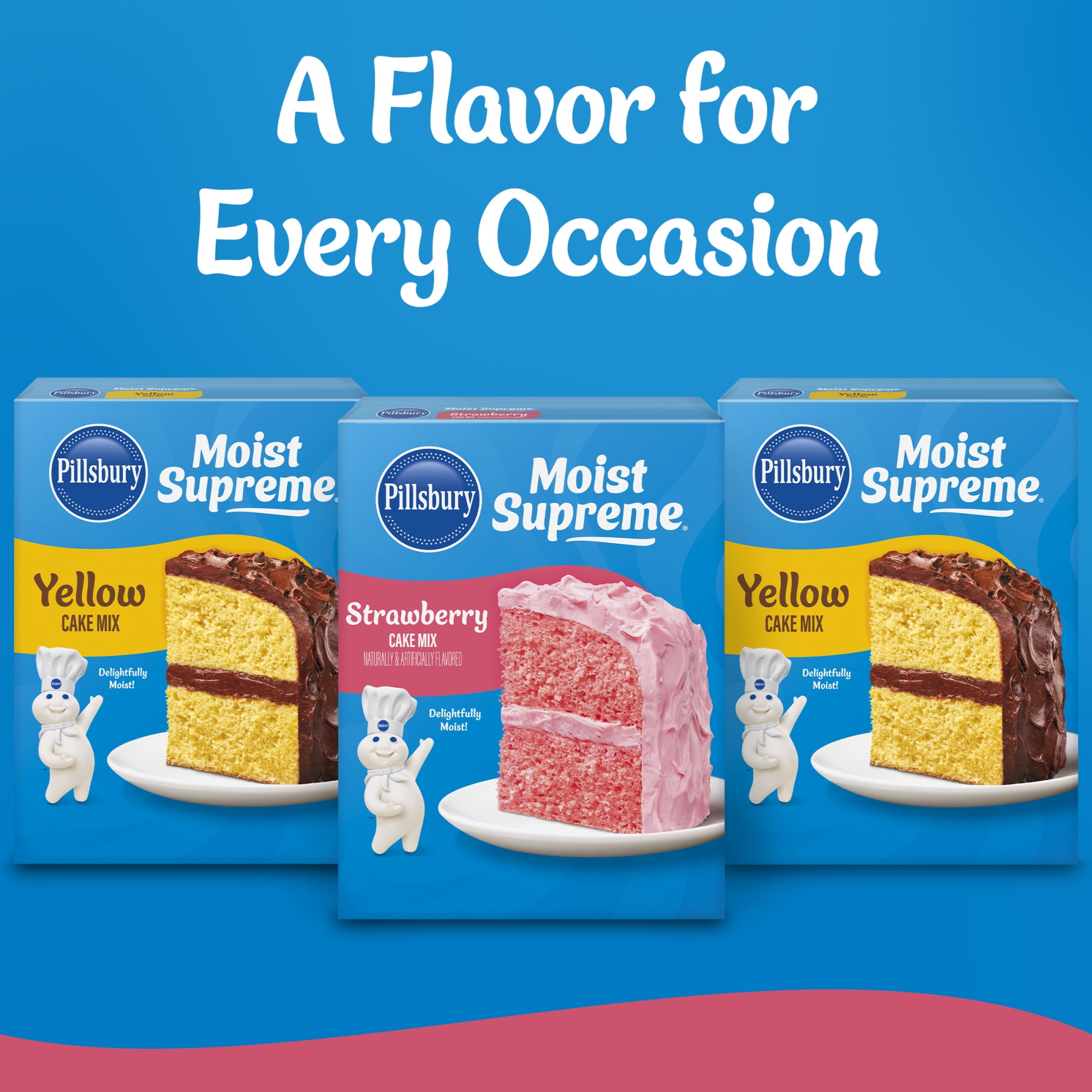 Pillsbury Moist Supreme Strawberry Cake Mix, 15.25 oz Box