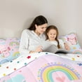 thumbnail image 4 of jejeloiu Pink Kawaii Axolotl 7-Piece Bedding Comforter Set,Boho Cartoon Rainbow King Bedding Sets,Cute Loves Stars Bed Sheets For Girls Teens,Super Cozy Room Decor Reversible, 4 of 8