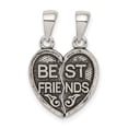 thumbnail image 4 of 925 Sterling Silver Antiqued Mini Best Friends Break Away Heart Shaped Pendant, 4 of 5