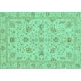 thumbnail image 1 of Ahgly Company Machine Washable Indoor Rectangle Oriental Turquoise Blue Traditional Area Rugs, 5' x 7', 1 of 4