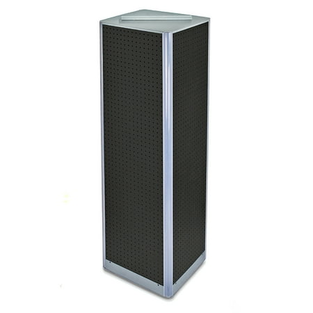 UPC: 0794504546736 | Azar Displays 700405-BLK Black Four-Sided Pegboard Tower Floor Display on Revolving Base. Spinner Rack Stand. Panel Size: 16 W x 60 H