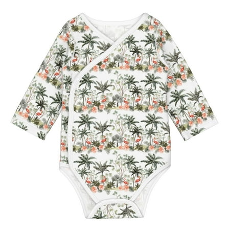 

Matuu Flamingo Palm Trees for Baby Long-Sleeve Bodysuit Soft Cotton Comfortable and Breathable Perfect for Newborns and Infants
