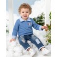 thumbnail image 4 of Toddler Baby Boy Clothes 2T Boys Fall Winter Outfits 3T Boys Long Sleeve Lapel Top Jeans Pants 2PCS Clothing Set Blue, 4 of 7