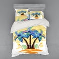 thumbnail image 2 of Ambesonne Tropical Bedding Set 3 Pcs, Cartoon Island Sunset, Twin, Blue Orange, 2 of 3