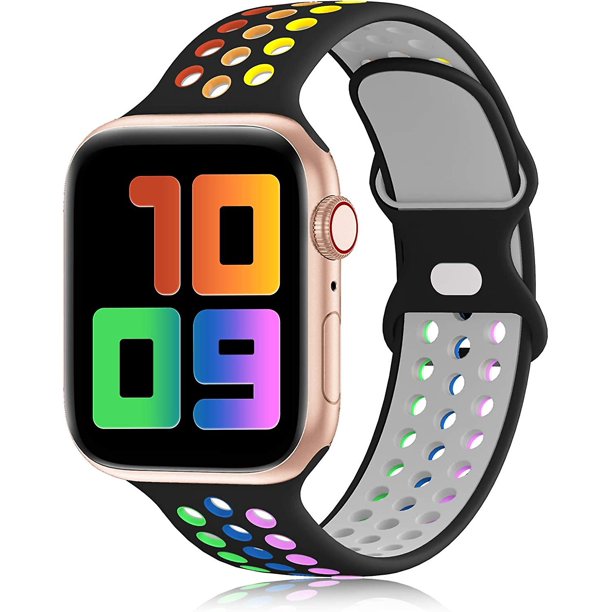 Correa deportiva compatible con correas de Apple Watch de 38 mm, 40 mm, 41 mm, correa de repuesto deportiva de silicona suave y transpirable, compatible con Iwatch Series 7/s