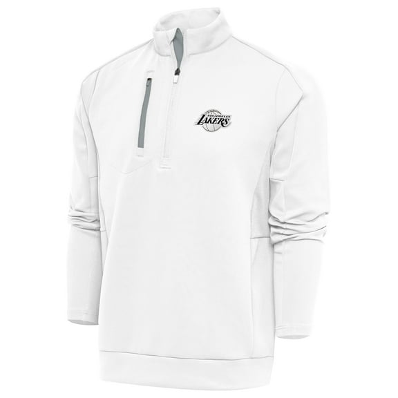 Men's Antigua White Los Angeles Lakers Metallic Logo Generation Quarter-Zip Top