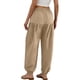 thumbnail image 4 of Pantalones de cintura elástica para las mujeres Color sólido empaquetado pies cordón longitud completa cónico Jogger bolsillos pantalones verde oliva mujeres, 4 of 6