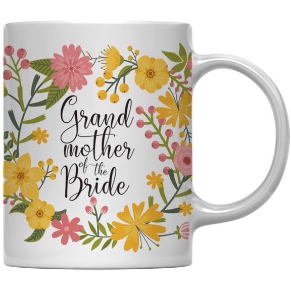 Grandmother of the Bride Floral Flowers Wedding Party Ceramic Coffee Mug