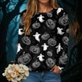 thumbnail image 2 of YDFCWXW Halloween Sweatshirts for Women 2025 Spooky Season Halloween Graphic Crewneck Tops Casual Sweater Pullover Top Black, L, 2 of 5