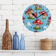 thumbnail image 3 of Red Polka-dot Mushrooms Grass Clouds Round Wall Clock Silent Analog Battery Operated Black Pointer Home Decor 9.84" Diameter, 3 of 11