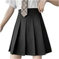 thumbnail image 2 of Idoravan Women's Basic Versatile Skirt Clearance Fashion Women Pleated A-Line Skirt Anti-Burnout Solid High Waist Short Skirt, 2 of 9